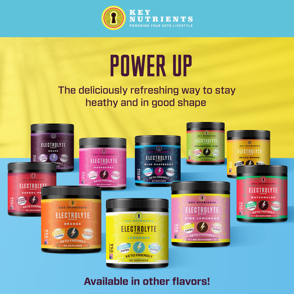Key Nutrients Electrolytes Hydration Powder - Refreshing Lemonade Drink Mix