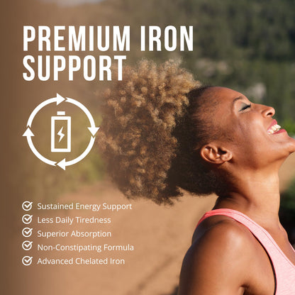 Approved Science Anemiaprin - Iron Bisglycinate with Vitamin C - Gentle On Stomach - Non Constipating Iron Supplement for Women and Men - Blood Support - with Folate and B12-3 Months - Vegan