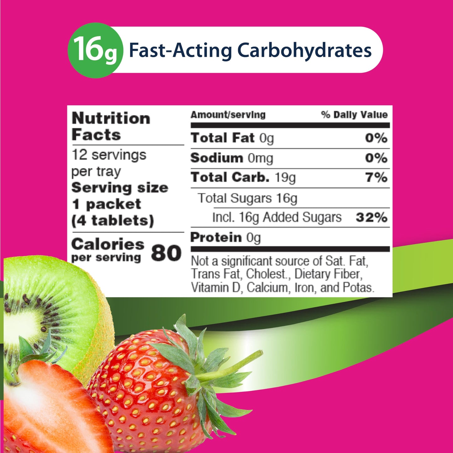 TRUEplus Soft Tabs Glucose Tablets, Cherry Pop Flavor, 4 Count, 12 Packs | Chewable Tablets, 16g Fast-Acting Carbohydrates, Fat Free, Gluten Free, Boosts Energy, Great Tasting and Easy to Use