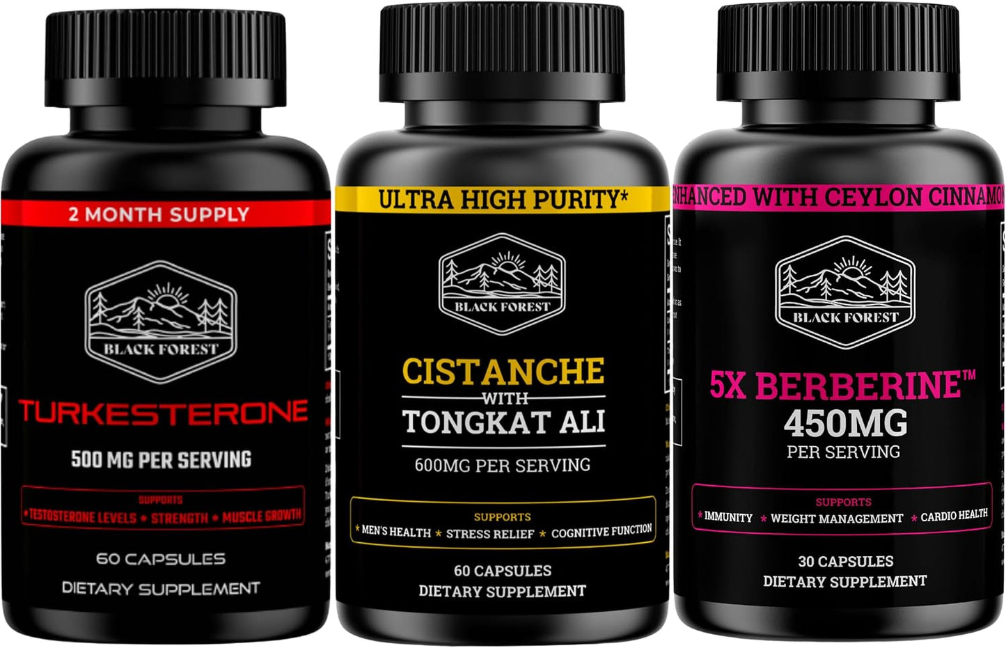 Black Forest Bundle (Full Combo Pack). 1X Turkesterone + 1X Cistanche + 1 Berberine