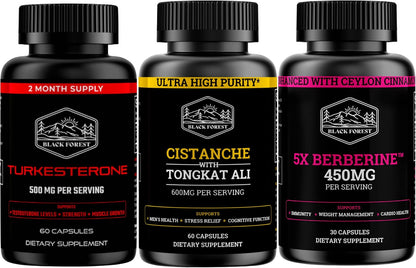 Black Forest Bundle (Full Combo Pack). 1X Turkesterone + 1X Cistanche + 1 Berberine