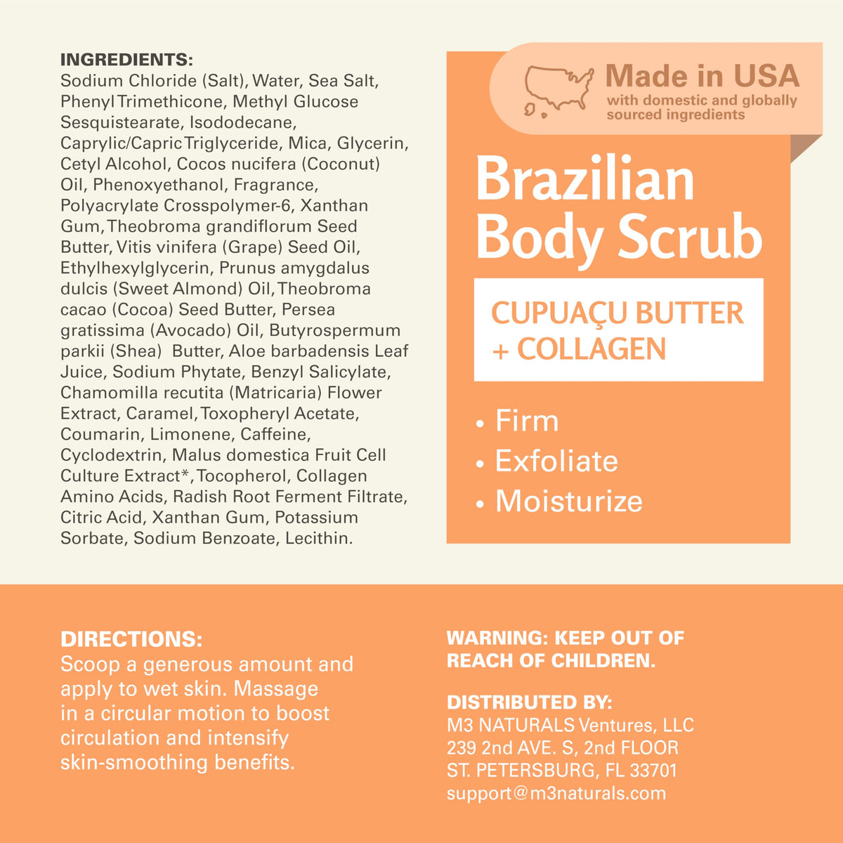 Himalayan Salt Scrub Face Foot & Body Exfoliator Infused with Collagen and Stem Cell Natural Exfoliating Salt Body Scrub for Toning Cellulite Skin Care by M3 Naturals