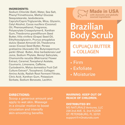 Himalayan Salt Scrub Face Foot & Body Exfoliator Infused with Collagen and Stem Cell Natural Exfoliating Salt Body Scrub for Toning Cellulite Skin Care by M3 Naturals