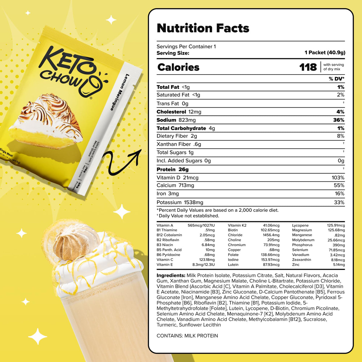 Keto Chow Chocolate Peanut Butter Meal Replacement Shake Powder, 3 Meals