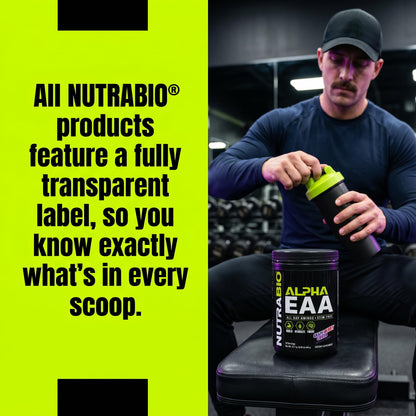 NutraBio Alpha EAA - All-Day Amino Acids for Muscle Growth and Hydration - Essential Amino Acids with Nootropics & Adaptogens- Full Spectrum EAA BCAA Powder - 30 Servings - Strawberry Lemon