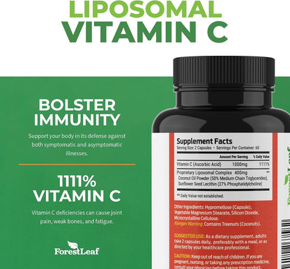 ForestLeaf Immune Support Supplement with Vitamin C + Quercetin for Immunity - Immune Boosters for Adults with Liposomal VIT C, Quercetin & Stinging Nettle - 2 in 1 Immune System Defense Booster