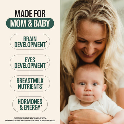 ORLO Prenatal DHA Supplement 1000mg - Mercury & Heavy Metals Free Algae Oil - Icelandic Nordic Omega-3, Mom & Baby Brain Development, No Fishy Aftertaste, 120 Vegan Easy-to-Swallow Mini Softgels & Jar