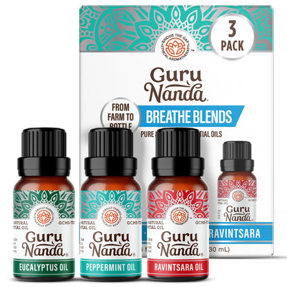 GuruNanda Essential Oils Set – 6 Pack (10mL Each), Lavender, Peppermint, Eucalyptus, Lemongrass, Grapefruit & Ylang Ylang, 100% Natural Aromatherapy Oils for Diffuser, Massage & DIY Candle Making