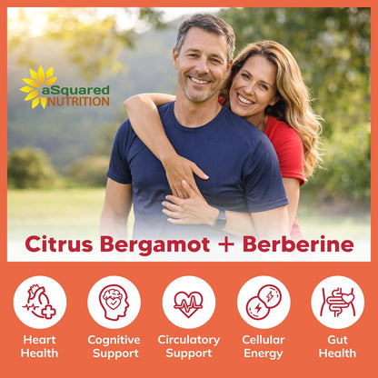 Citrus Bergamot with Berberine Supplement - 1400mg/Serving - 120 Capsules | Max Strength Citrus Bergamot Complex - Supports Cardiovascular Health - Pills Alternative to Gummies & Liquid Drops