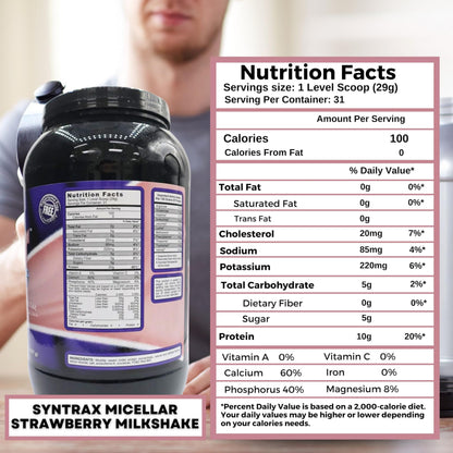 Syntrax Bundle: Micellar Créme Strawberry Protein Powder - 2lbs of Kosher and Halal