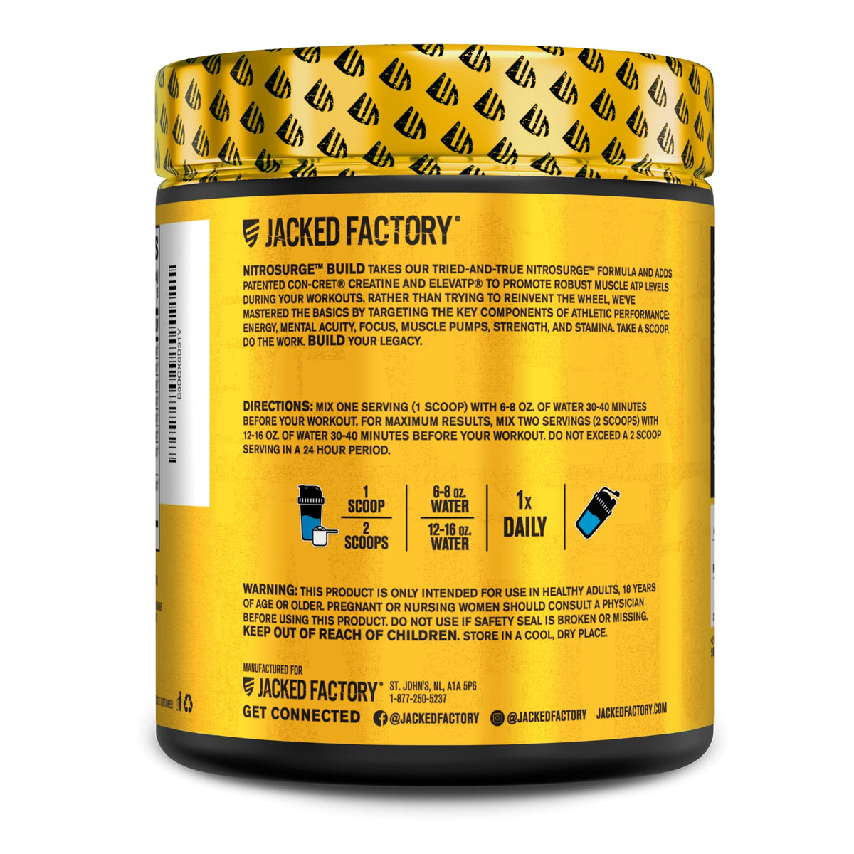Jacked Factory Nitrosurge Build Pre Workout with Creatine for Muscle Building - Con Cret