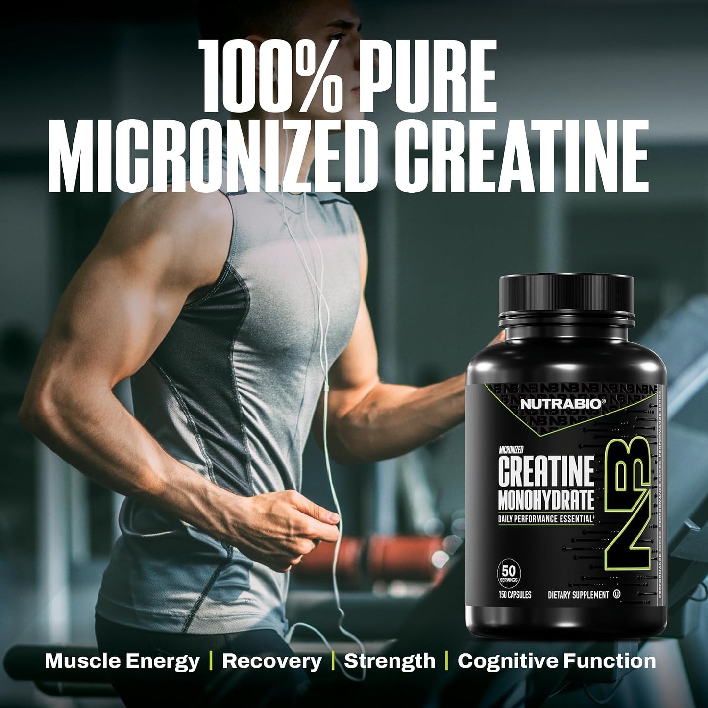 NutraBio Pure Micronized Creatine Monohydrate Capsules, Creatine Pills, Supports Bulk Muscle Energy, Recovery, and Strength - Keto Friendly, Kosher, Creatine Nutritional Supplement for Men and Women