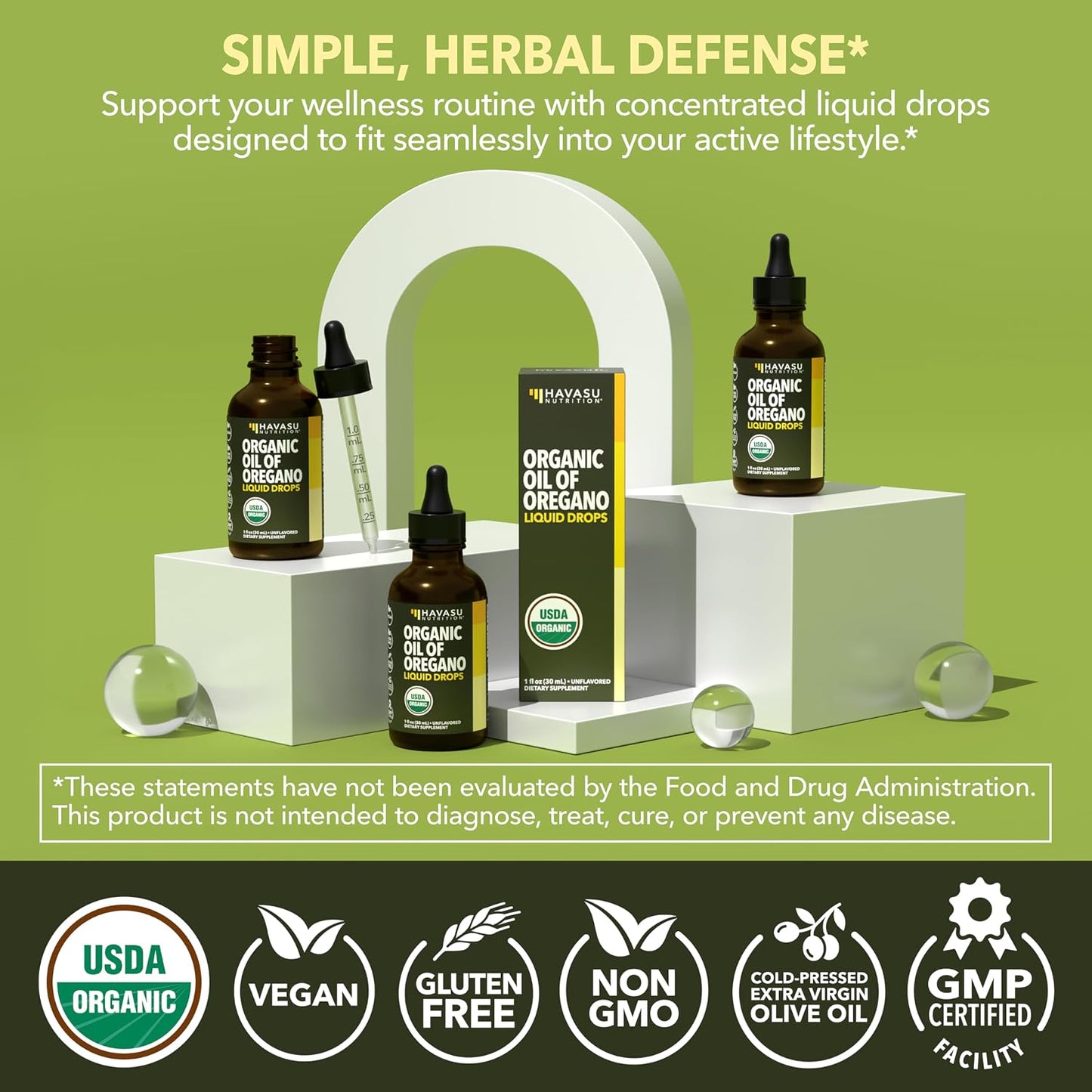 Organic Oil of Oregano Drops, 200 Servings, 1 Fl Oz High Strength Carvacrol | Oregano Oil Liquid Drops for Daily and Seasonal Immune Support, 6 Month Supply, Alcohol Free, Non-GMO, USDA Certified, Vegan