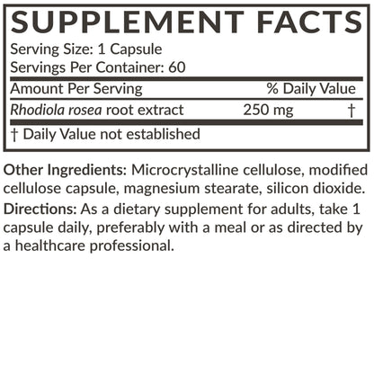Futurebiotics Rhodiola Rosea Powder Adaptogenic Herb Vegetarian Capsules, 60 Count
