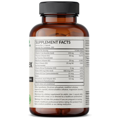 Futurebiotics Vitamin B Complex with Vitamin C Supports Energy Production, Nervous System & Immune Support - Non-GMO, 120 Vegetarian Capsules