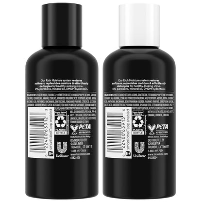 TRESemmé Rich Moisture Travel Shampoo & Conditioner, 3 Oz Ea | Moisturizing Travel Hair Care Set for Dry Hair | TSA-Friendly Sizes for Travel and Gym Bags