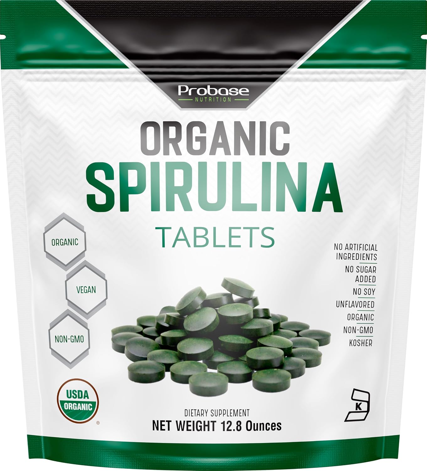 Probase Nutrition Organic Spirulina Supplement, 3000MG, 720 Tablets | 4 Month Supply, No Filler & Non-GMO, Rich in Vegan Protein, Vitamins & Prebiotics, Premium Spirulina Pills