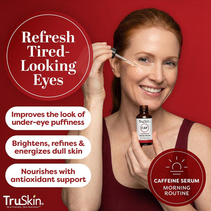 TruSkin Caffeine Face & Eye Serum for Dark Circles & Puffiness, 1 fl oz | With 5% Caffeine, EGCG, Niacinamide, Matcha & Ginseng to visibly refresh and energize tired-looking eyes