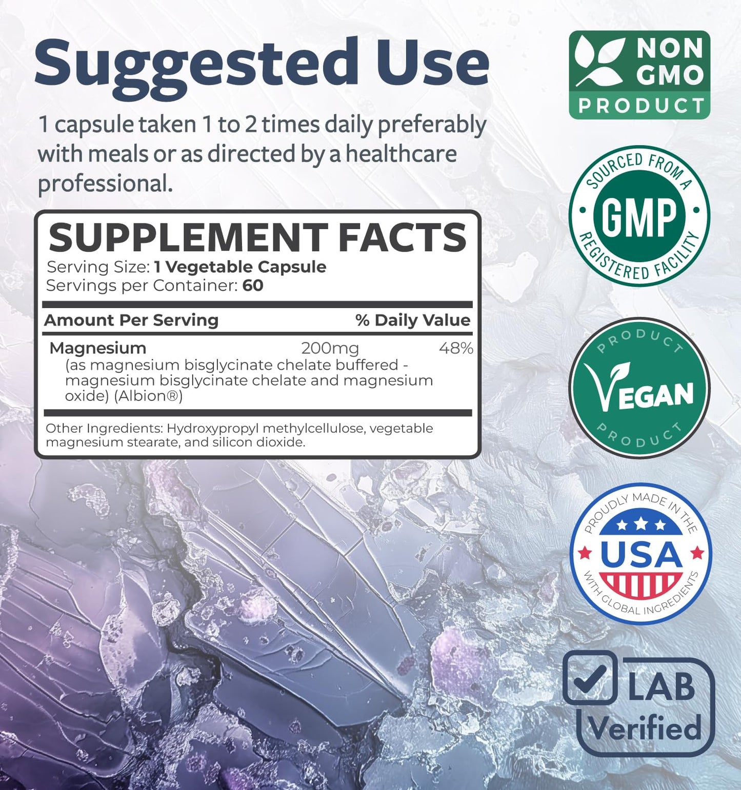 High Absorption Magnesium Bisglycinate Capsules - Clinically Validated Buffered and Chelated Magnesium Supplement - 1 Daily Vegan Capsule with Lab Verified Gentle 200mg Serving (4 Month Supply)