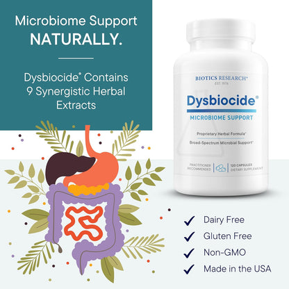 Biotics Research Dysbiocide Synergistic Botanical Blend Supports Normal Gut Health for Women & Men - Digestive Health Supplement - Supports Balanced Gut microbiome - 120 Capsules