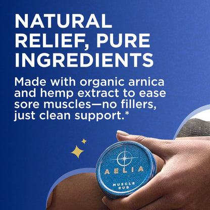 AELIA Muscle Rub - Coconut Oil, Vitamin E, Arnica, Ginger Root, Turmeric & Lavender – 1 oz
