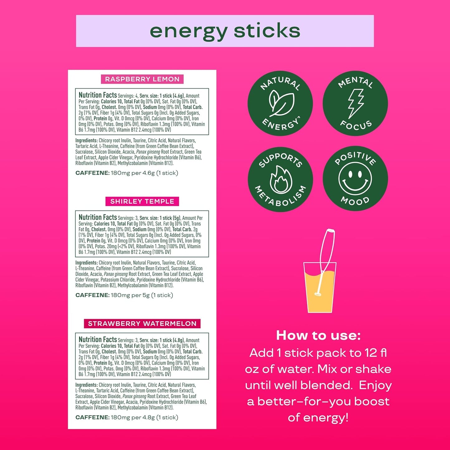 Bloom Energy Sticks Variety Pack and Hydration Sticks Strawberry Lemonade Bundle