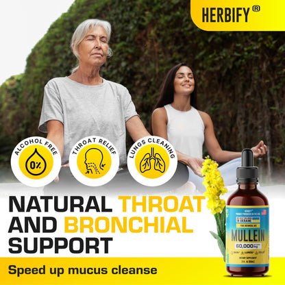 HERBIFY Mullein Drops - Lung Cleanse - Mullein Leaf Extract - Powerful Mullein