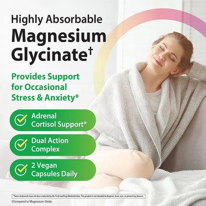 Rainbow Light Magnesium Glycinate + | 120 Capsules | Complex with Ashwagandha | Vegan, Non-GMO and Gluten Free Supplement
