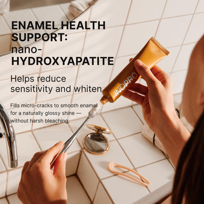 INOPRO Whitening Hydroxyapatite Toothpaste with Probiotic for Sensitive Teeth, Fluoride Free Enamel Support Toothpaste, SLS Free, Baking Soda, Coconut Oil, 5oz