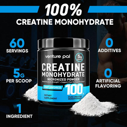 Venture Pal Micronized Creatine Monohydrate Powder + Magnesium Gummies - Sugar-Free, 60-Day Supply, Vegan & Gluten-Free