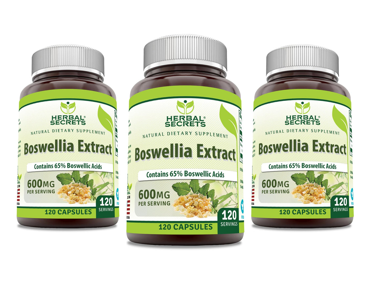 Herbal Secrets Boswellia Serrata Extract (65% Boswellic Acids) 600 mg 120 Capsules Supplement - Non-GMO - Gluten Free