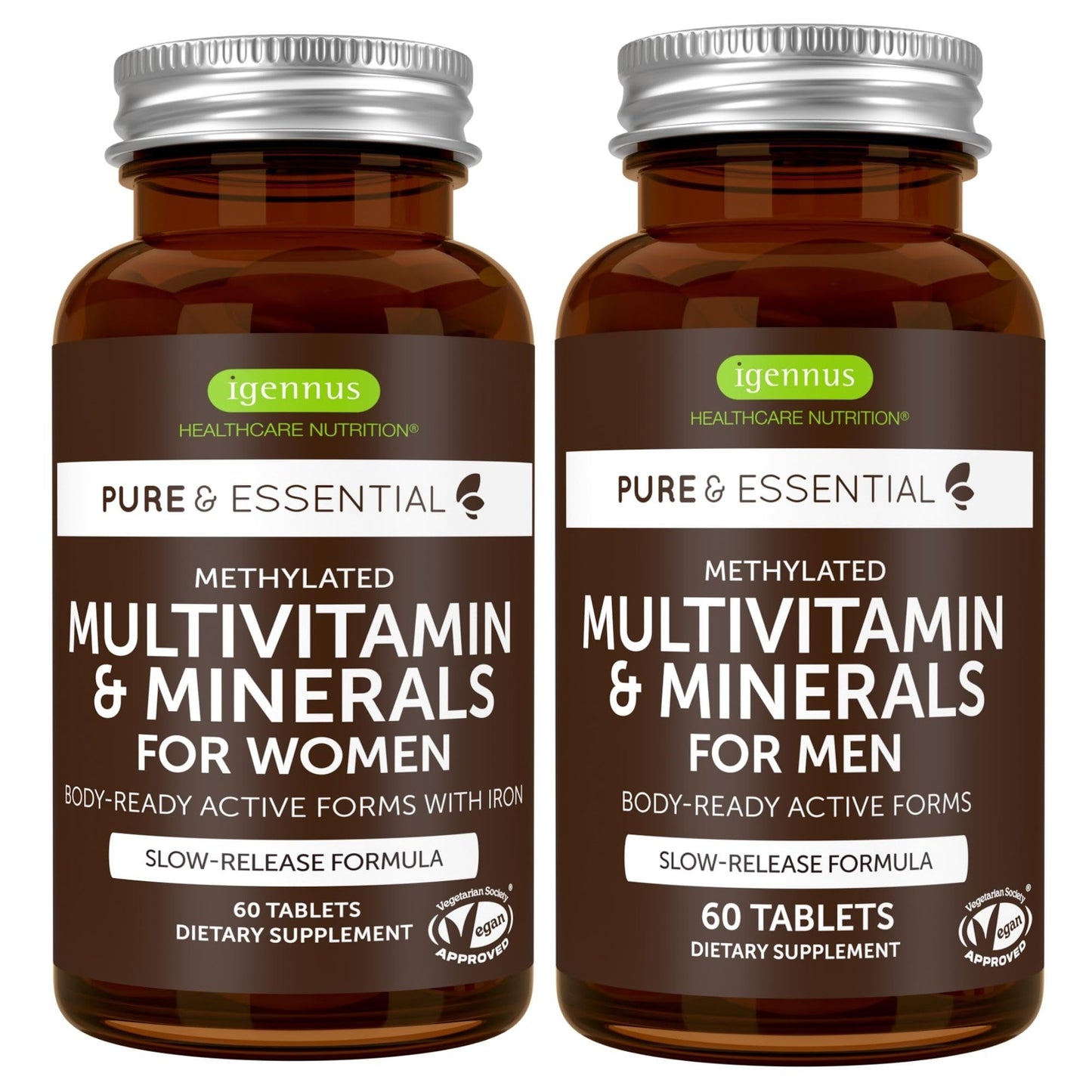 Igennus Methylated Multivitamin for Men with 22 Actives, 60 Tablets | Lycopene for Antioxidant Support, High Potency B12, Sustained Release, Pure & Clean, Non-GMO & Halal