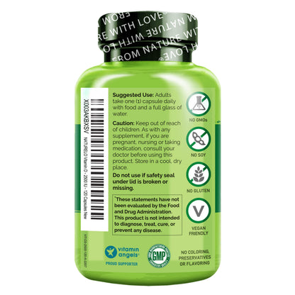 NATURELO Vitamin D - 2500 IU - Plant Based from Lichen - Natural D3 Supplement for Immune System, Bone Support, Joint Health - Vegan - Non-GMO - Gluten Free - 180 Capsules