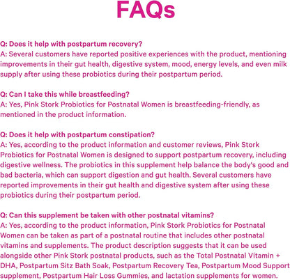 Pink Stork Probiotics for Postnatal Women - 30 Billion CFUS with Ashwagandha and Chamomile, Postpartum Essentials for Hormone Balance, Mood Support, Gut Health, Digestive Wellness, 30 Capsules