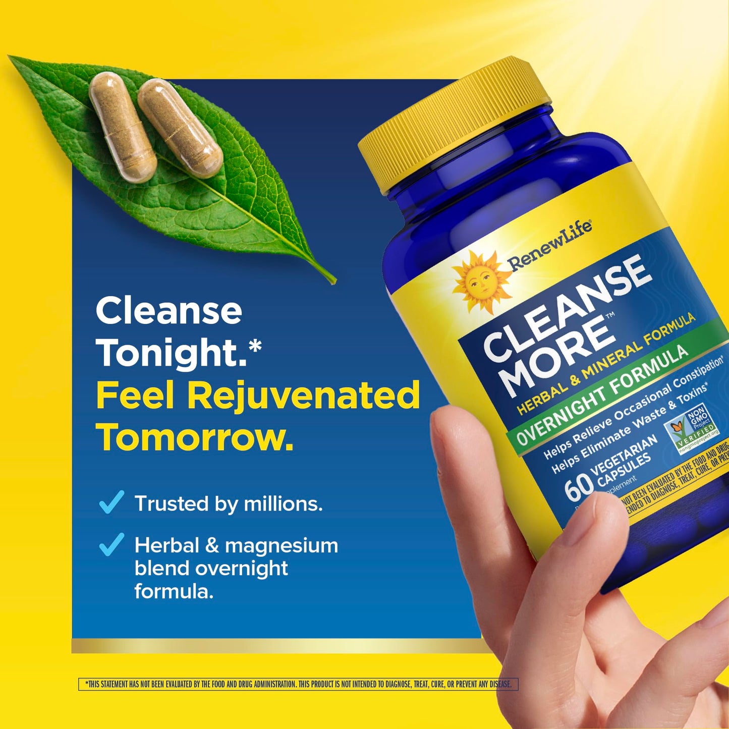 Renew Life Cleanse More 100 Vegetarian Capsules | Helps Relieve Occassional Constipation | Herbal Formula with Magnesium | Dairy, Soy and Gluten Free