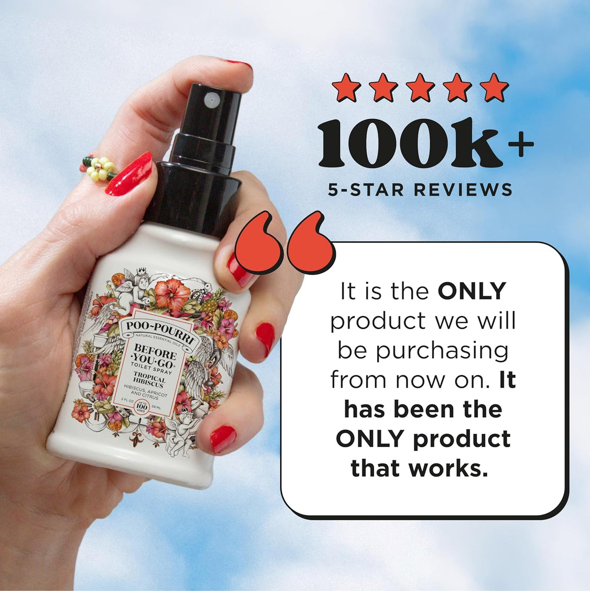Poo-Pourri Before-You-Go Toilet Spray, Tropical Hibiscus, 2 Fl Oz - Hibiscus, Apricot and Citrus