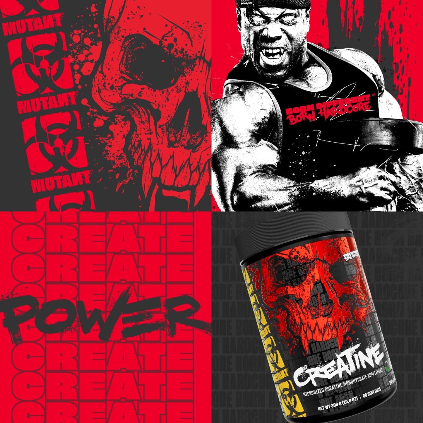Mutant Creatine - Creatine Monohydrate Micronized Powder - Creatine Powder Supplement for Enhanced high-Intensity Performance - 60 Servings- 300 g - Unflavored