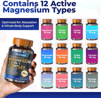 Magnesium Complex 700mg & Beef Organ Supplement for Women, for Muscle, Zzz, Hormone, Energy & Skin Support