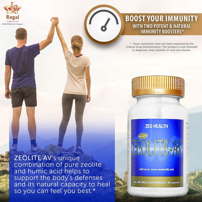 Zeolite–AV Capsules | Potent Immune System Booster with Humic Acid | Restore Trace Minerals, Replenish Electrolytes, & Detox Support| Promotes Energy, Restful Sleep & Mental Clarity (90 Count)