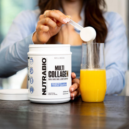 NutraBio Multi Collagen Powder - Hydrolyzed Collagen Peptides for Glowing Hair & Skin - Grass-Fed - Collagen Powder for Women and Men - 40 Servings- Unflavored