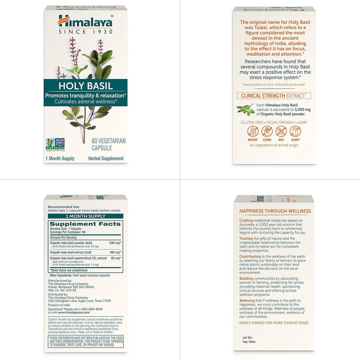 Himalaya Holy Basil Supplement, Reduce Cortisol, 720mg, 60 Capsules