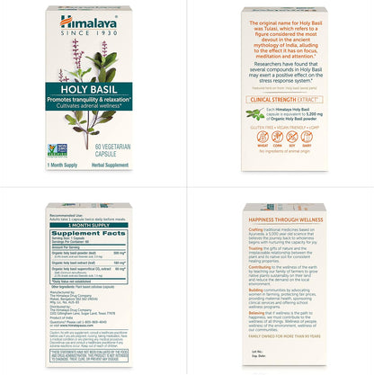 Himalaya Holy Basil Supplement, Reduce Cortisol, 720mg, 60 Capsules