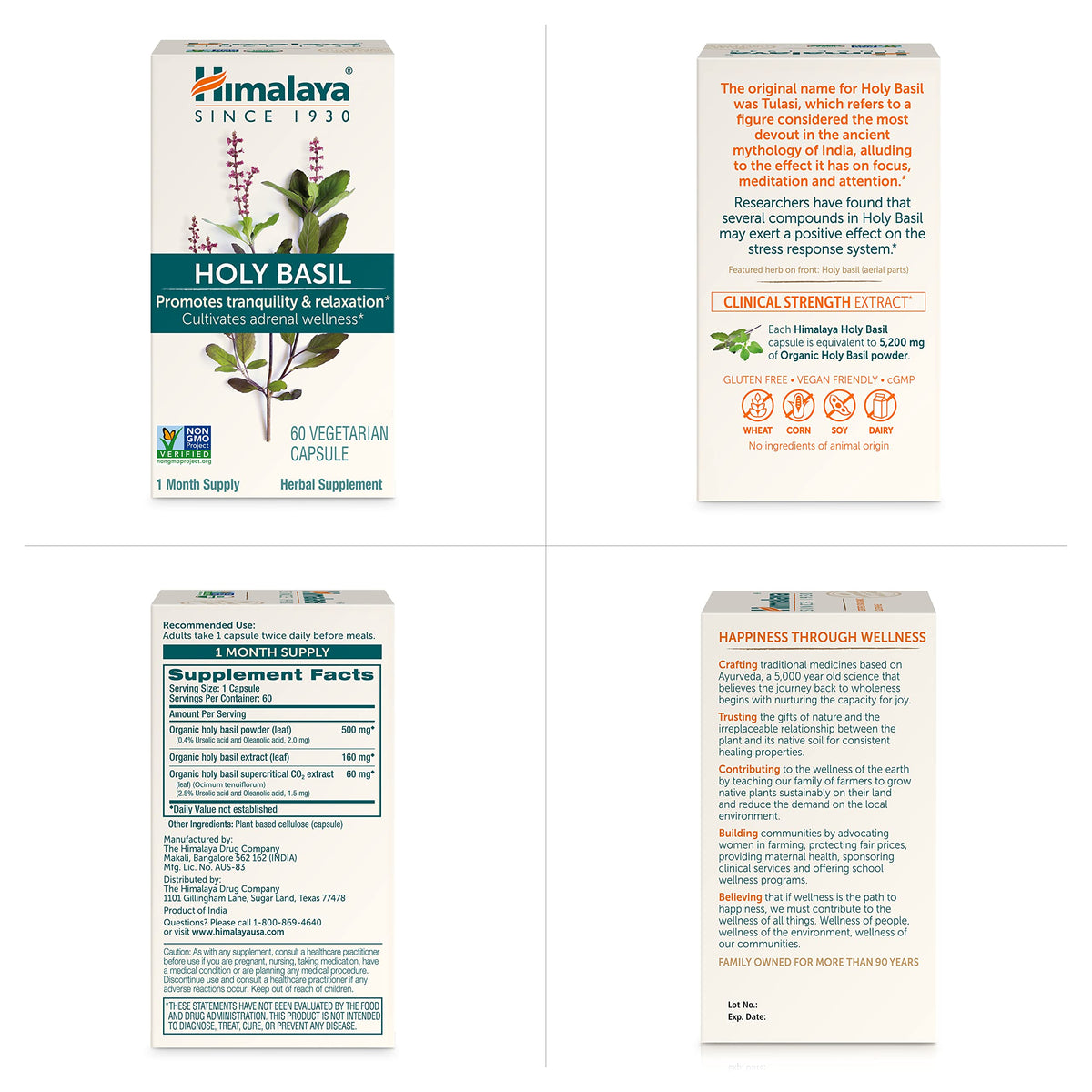 Himalaya Holy Basil Supplement, Reduce Cortisol, 720mg, 60 Capsules