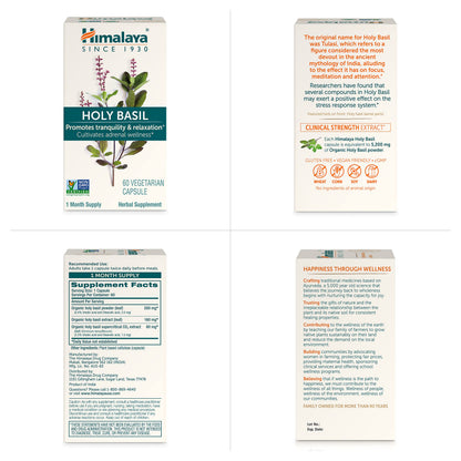 Himalaya Holy Basil Supplement, Reduce Cortisol, 720mg, 60 Capsules