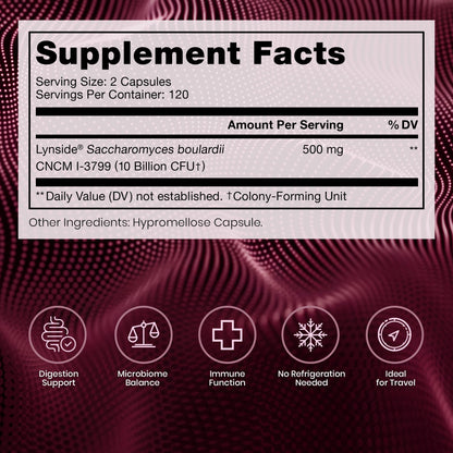 Saccharomyces Boulardii Probiotics 10 Billion CFU Made in USA | No Fillers Patented Strain: Lynside CNCM I-3799 Probiotics for Men and Women | Pure TheraPro Rx, Pharma Grade 120 Count