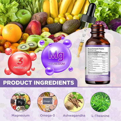 2 Pack Triple Magnesium Complex Liquid Drops Strawberry & Grape Flavor