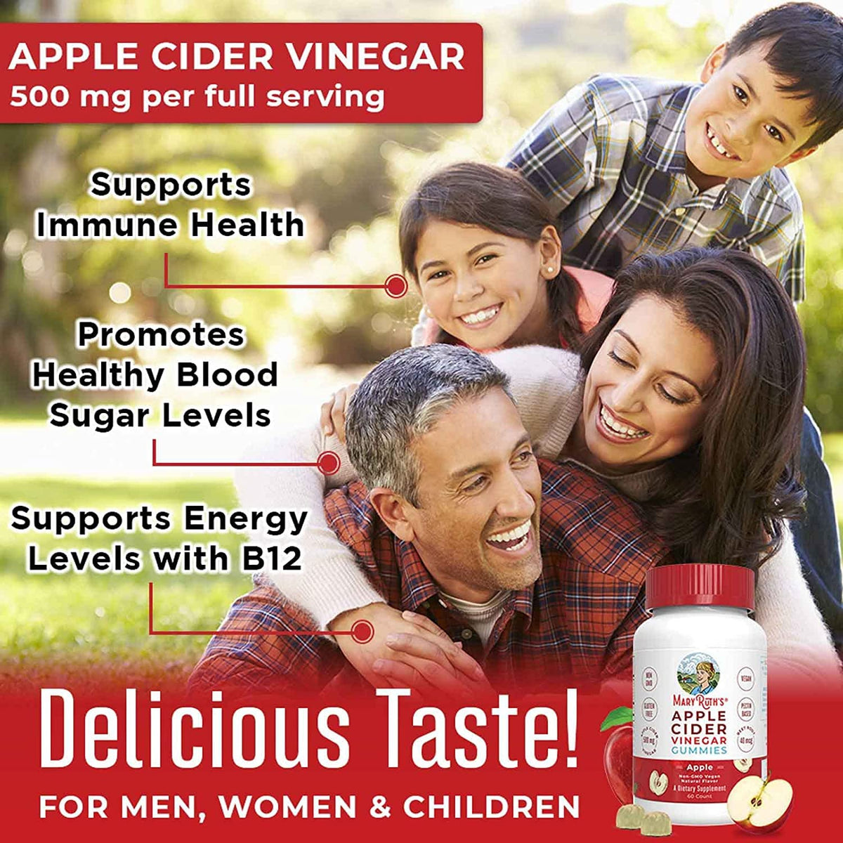 MaryRuth's Apple Cider Vinegar Gummies | ACV Gummies for Immune Support | Vegan