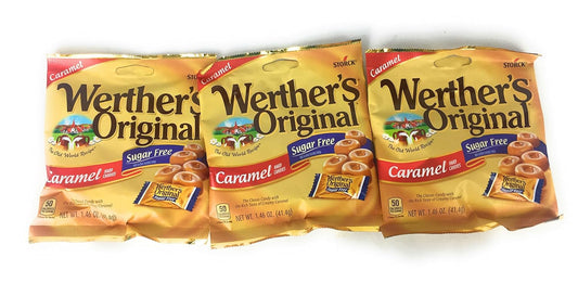 Werther's Original Hard Candies, Sugar Free Caramel, 1.46 Ounce (3 bags - packs)
