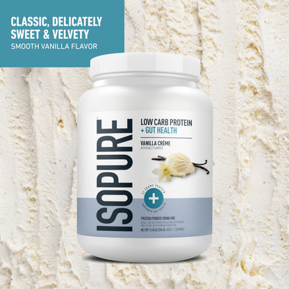 Isopure Protein + Gut Health & Immune Support Powder, Chocolate Mousse, 25g Whey Protein with Prebiotics & Vitamins, 12 Servings (Pack of 1)