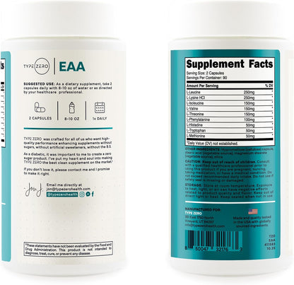 Type Zero Clean EAA (1,200mg) 180 Capsules, 90 Servings, GMO-Free